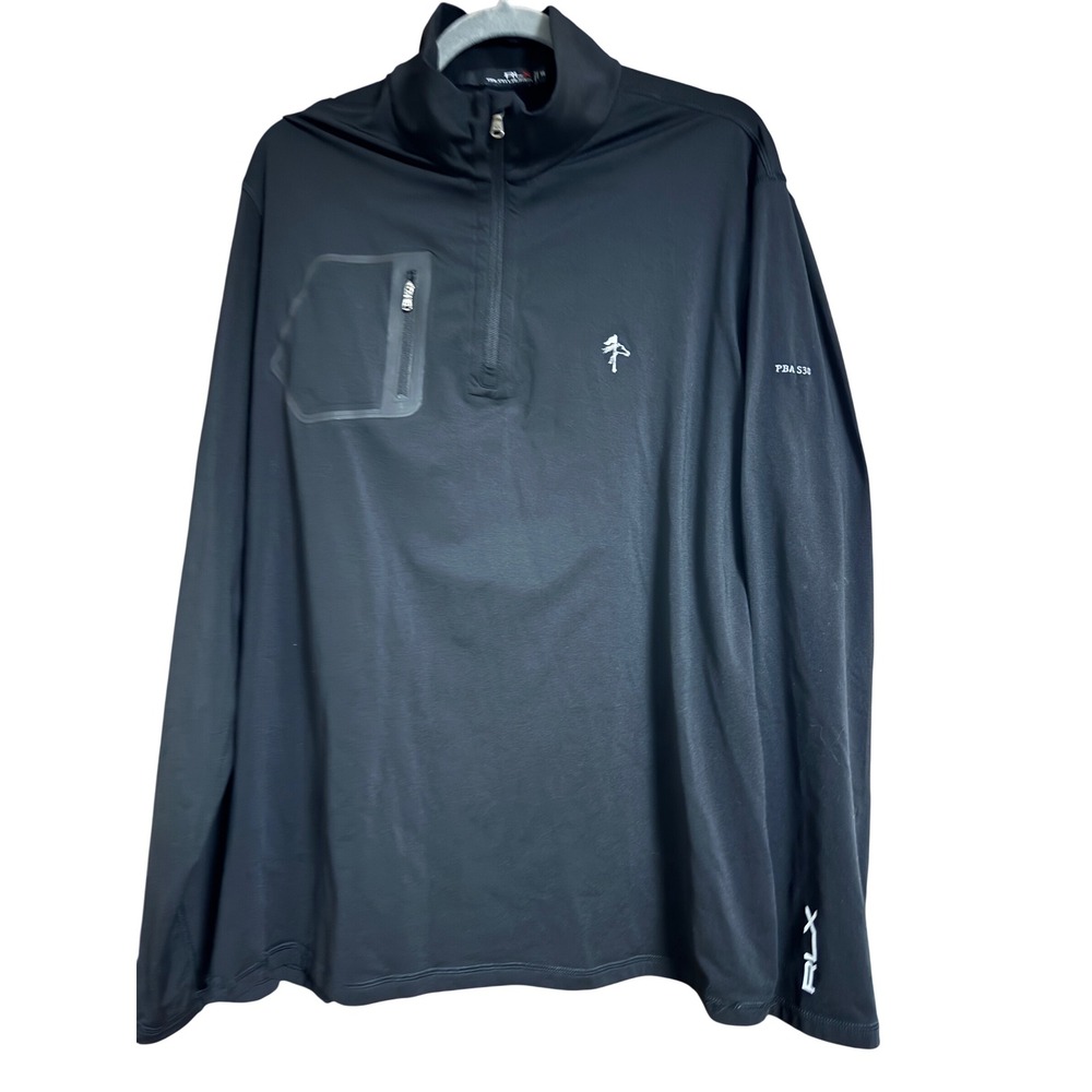 RLX Ralph Lauren Mens Black Quarter Zip Golf Pullover PBA S30 XXL